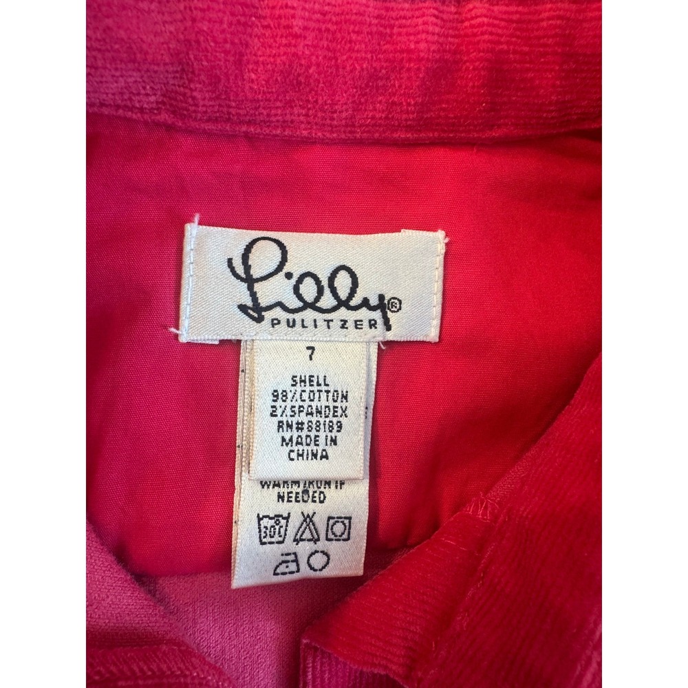 Lilly Pulitzer Pink Corduroy Dress Size 7‎ Elephant Trim Barbie Winter - Picture 4 of 9